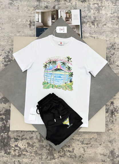 Casablanca Volcano Printed Men's T-Shirts & Shorts Set in Different Colors Reps Sale UK Best Quality AAA Replica