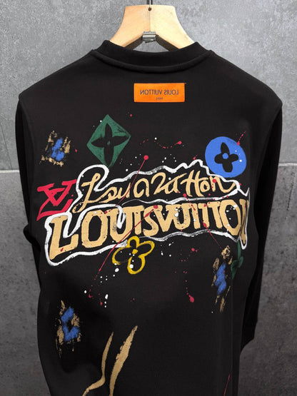 Louis Vuitton Splash Pattern Graphic Crewneck Jumpers Men's Women's in 2 Colors Reps UK Best Quality AAA Replica