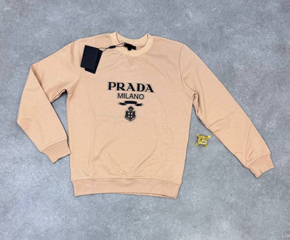 Prada Milano Logo Oversized Crewneck Men's Women's Jumper in 2 Colors Reps UK Best Quality AAA Replica