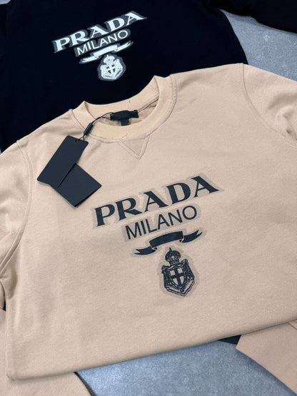 Prada Milano Logo Oversized Crewneck Men's Women's Jumper in 2 Colors Reps UK Best Quality AAA Replica
