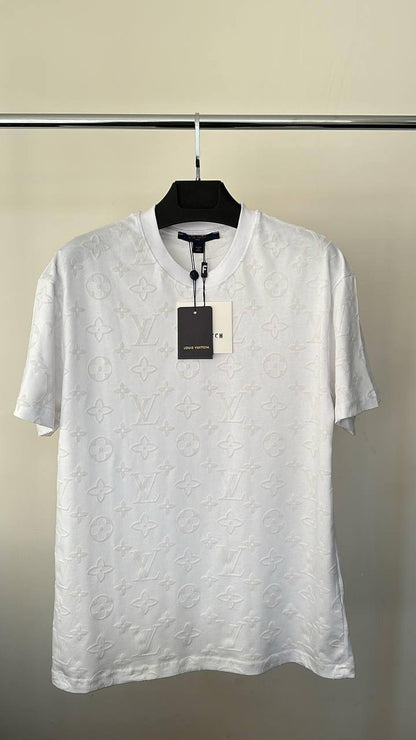 Louis Vuitton Embossed Cotton Jersey Logo Men's Women's T-Shirts in 2 Colors Reps UK Best Quality AAA Replica