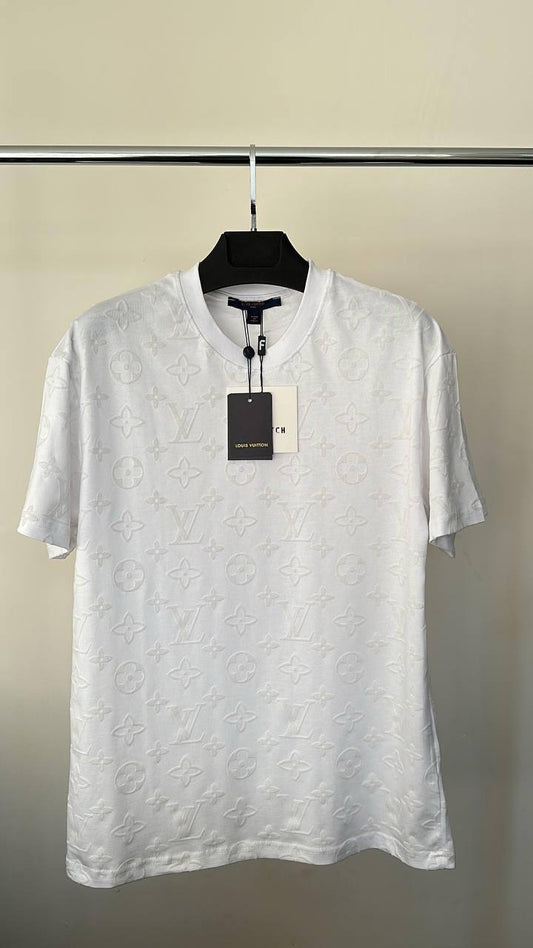 Louis Vuitton Embossed Cotton Jersey Logo Men's Women's T-Shirts in 2 Colors Reps UK Best Quality AAA Replica