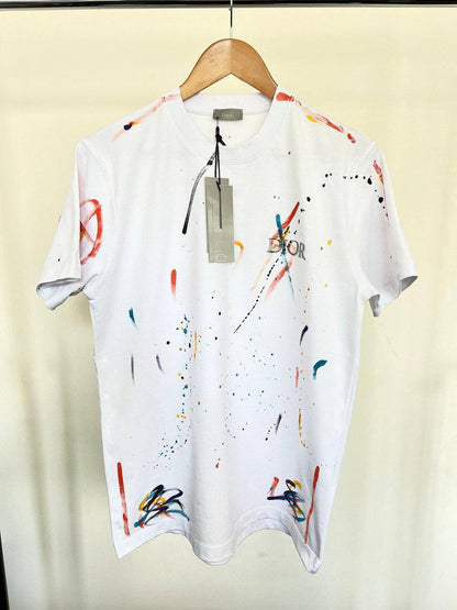 Dior Multicolour Paint Splatter Men's Women's T-Shirts in 2 Colors Reps UK Best Quality AAA Replica