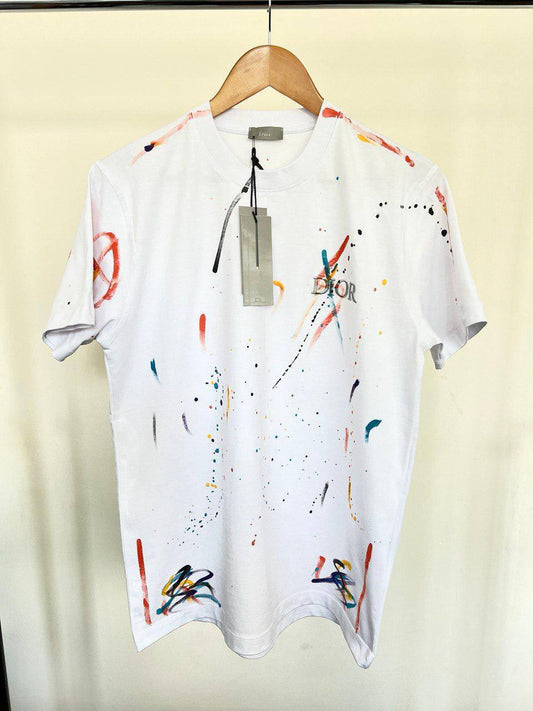 Dior Multicolour Paint Splatter Men's Women's T-Shirts in 2 Colors Reps UK Best Quality AAA Replica