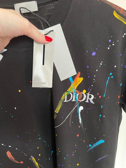 Dior Multicolour Paint Splatter Men's Women's T-Shirts in 2 Colors Reps UK Best Quality AAA Replica