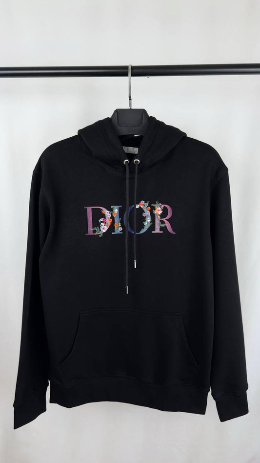 Dior Multicolor Floral Embroidered Logo Black Hoodie Men's Women's Reps UK Best Quality Sale AAA Replica