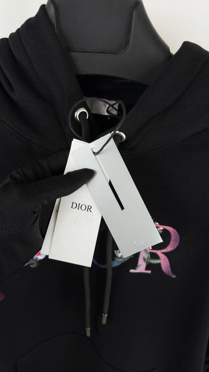 Dior Multicolor Floral Embroidered Logo Black Hoodie Men's Women's Reps UK Best Quality Sale AAA Replica