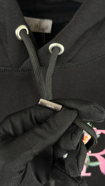 Dior Multicolor Floral Embroidered Logo Black Hoodie Men's Women's Reps UK Best Quality Sale AAA Replica