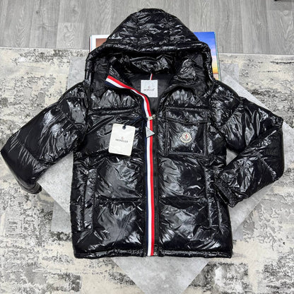 Moncler Black Montbeliard Hooded Short Down Puffer Jacket Reps Sale UK Best Quality AAA Replica