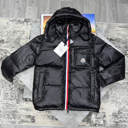 Moncler Black Montbeliard Hooded Short Down Puffer Jacket Reps Sale UK Best Quality AAA Replica