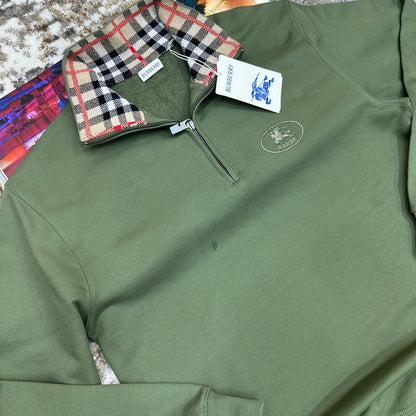 Burberry Logo Embroidered Funnel-Neck Half-Zip Jumpers Men's Women's in Different Colors Reps UK Best Quality AAA Replica