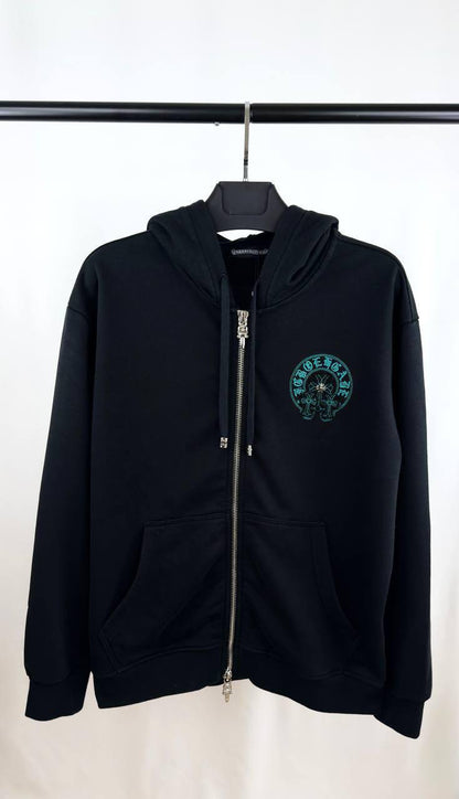 Chrome Hearts Full Zip Horseshoe Logo Hoodie Men's Women's in Black Color Reps Sale UK Best Quality AAA Replica