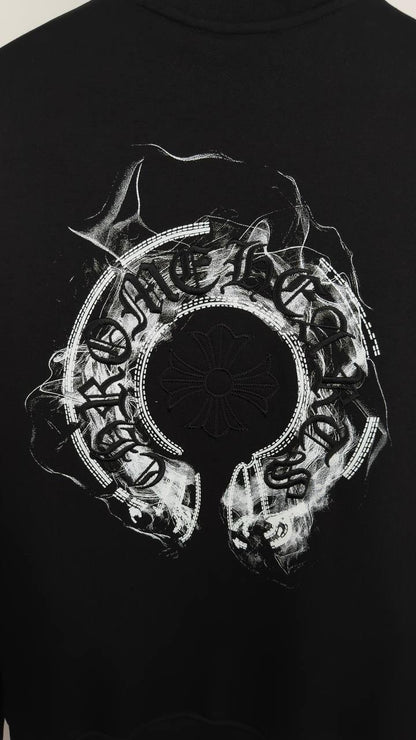 Chrome Hearts Smoke Effect Graphic Horseshoe Crewneck Hoodie Men's Women's in 2 Colors Reps Sale UK Best Quality AAA Replica