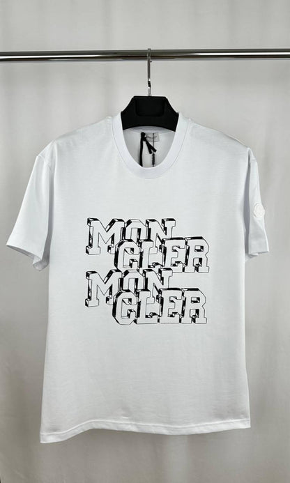 Moncler Blurred Overlapped Logo Print Men's Women's T-Shirt in 2 Colors Reps UK Best Quality AAA Replica