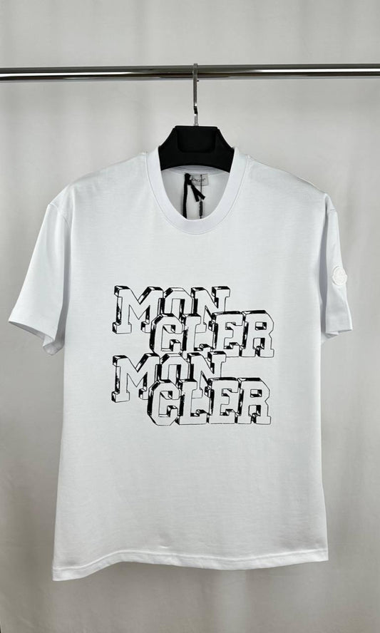 Moncler Blurred Overlapped Logo Print Men's Women's T-Shirt in 2 Colors Reps UK Best Quality AAA Replica