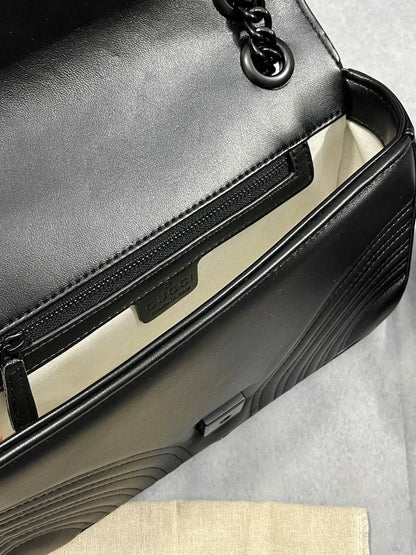 Gucci GG Marmont Shoulder Bag in Black Leather For Women's in 2 Sizes Reps Best Quality AAA Replica