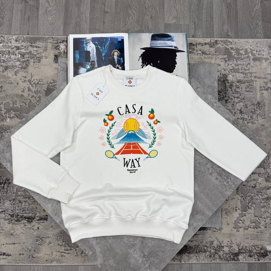 Casablanca "Casa Way" Mountain Artwork Graphic-Print Organic Cotton Crewneck Men's Women's Jumper in 2 Colors Reps UK Best Quality AAA Replica
