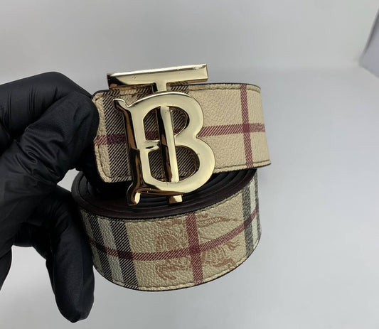 Burberry Reversible Check TB Vintage Check Golden Buckle Belt Reps Sale UK Best Quality AAA Replica