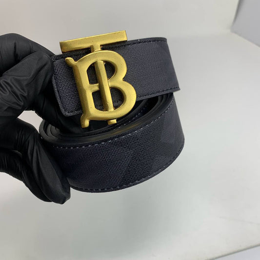 Burberry Monogram Plaque Golden Buckle Black Belt Reps Sale UK Best Quality AAA Replica