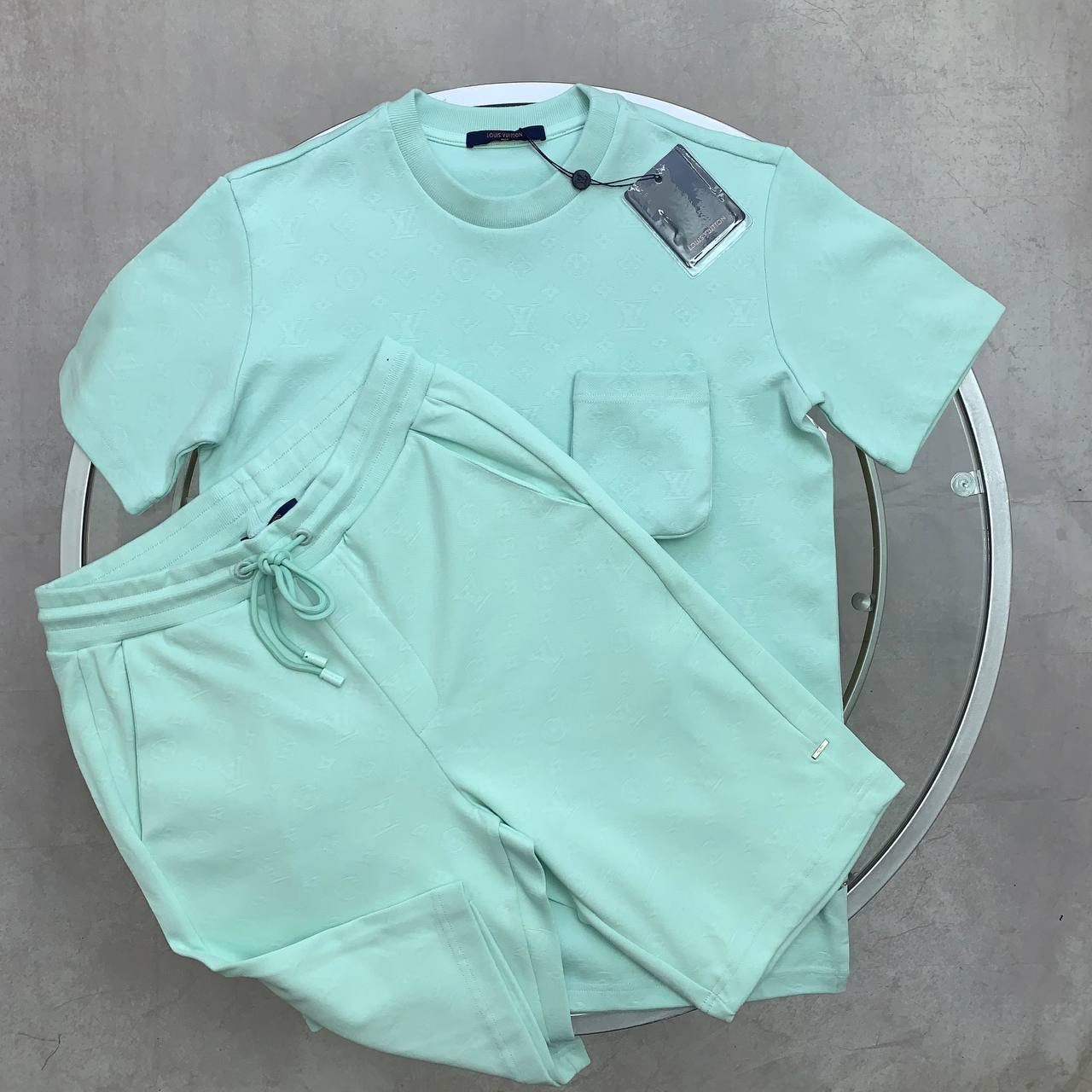 Louis Vuitton Monogram 3D Pocket Men's Women's T-Shirts & Shorts Set in Different Colors Reps Sale UK Best Quality AAA Replica