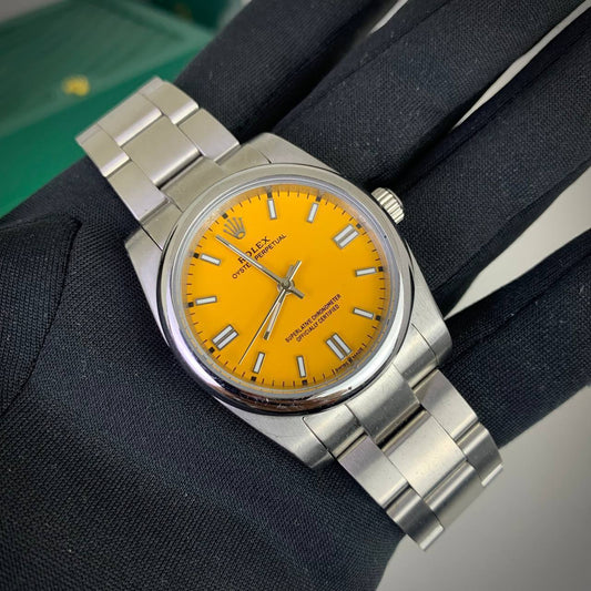 Rolex Oyster Perpetual 126000 Men's Watch Yellow Dial Reps Sale UK Best Quality AAA Replica