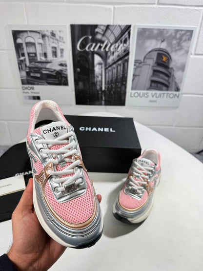 Chanel Fabric Laminated Calfskin Stretch CC in "Pink" Women's Trainers Reps Sale UK Best Quality AAA Replica