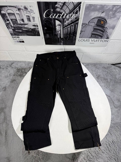 Louis Vuitton Short Sleeve Denim Brand Logo Tracksuit Men's in Black Color Reps Sale UK Best Quality AAA Replica