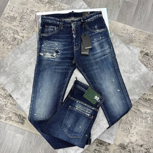 Dsquared2 Cool Guy 95-Patch Slim Fit Distressed Blue Jeans in Multiple Waist Sizes Reps Sale UK Best Quality AAA Replica