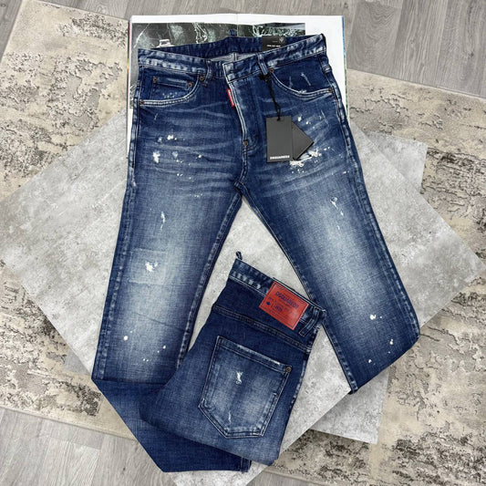 Dsquared2 Cool Guy Heritage Patch Slim Fit Jeans Blue in Multiple Waist Sizes Reps Sale UK Best Quality AAA Replica