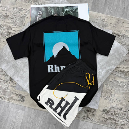 Rhude Moonlight Logo Designer Short-Sleeved T-Shirts & Shorts Set in Different Colors Men's Reps Sale UK Best Quality AAA Replica