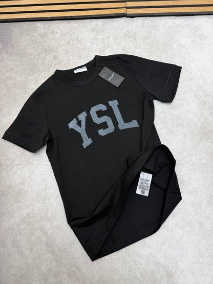 Saint Laurent YSL Logo Varsity Graphic Men's Women's T-Shirt in 2 Colors Reps Sale UK Best Quality AAA Replica