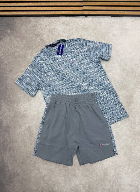 Berghaus Performance Activewear Running T-Shirts & Shorts Set in Light Grey Color Men's Reps Sale UK Best Quality AAA Replica