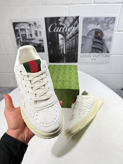 Gucci Calf Leather Re-Web Sneakers Men's in 2 Colors Reps Sale UK Best Quality AAA Replica