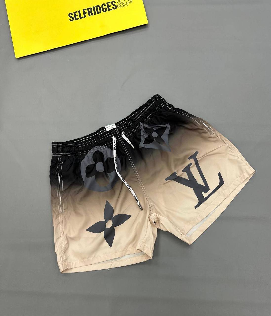 Louis Vuitton LV Monogram Black/Beige Gradient Swim Shorts Men's Reps Sale UK Best Quality AAA Replica