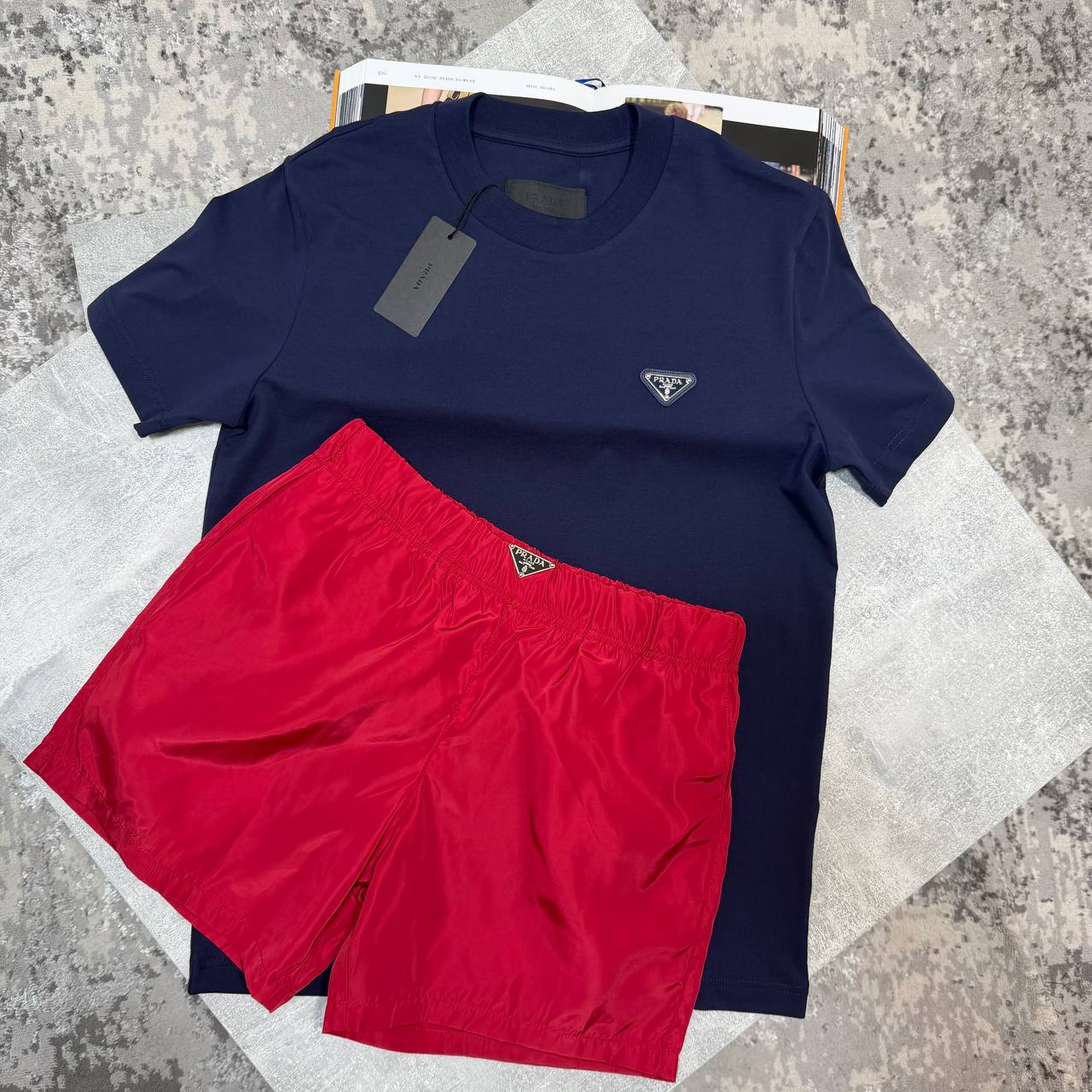 Prada Triangle Logo Luxury Casual Men's T-Shirts & Shorts Set in Different Colors Reps Sale UK Best Quality Sale AAA Replica