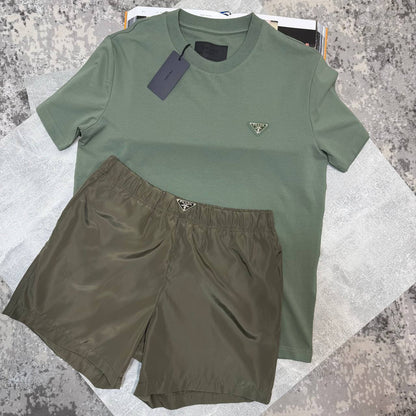 Prada Triangle Logo Luxury Casual Men's T-Shirts & Shorts Set in Different Colors Reps Sale UK Best Quality Sale AAA Replica