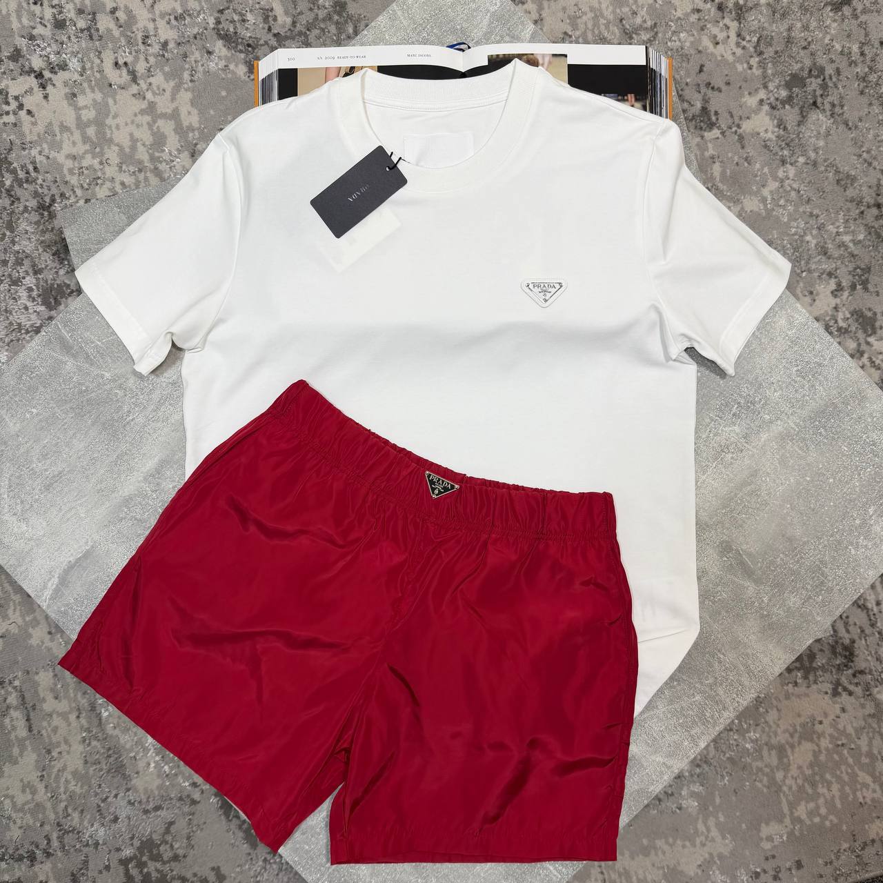 Prada Triangle Logo Luxury Casual Men's T-Shirts & Shorts Set in Different Colors Reps Sale UK Best Quality Sale AAA Replica