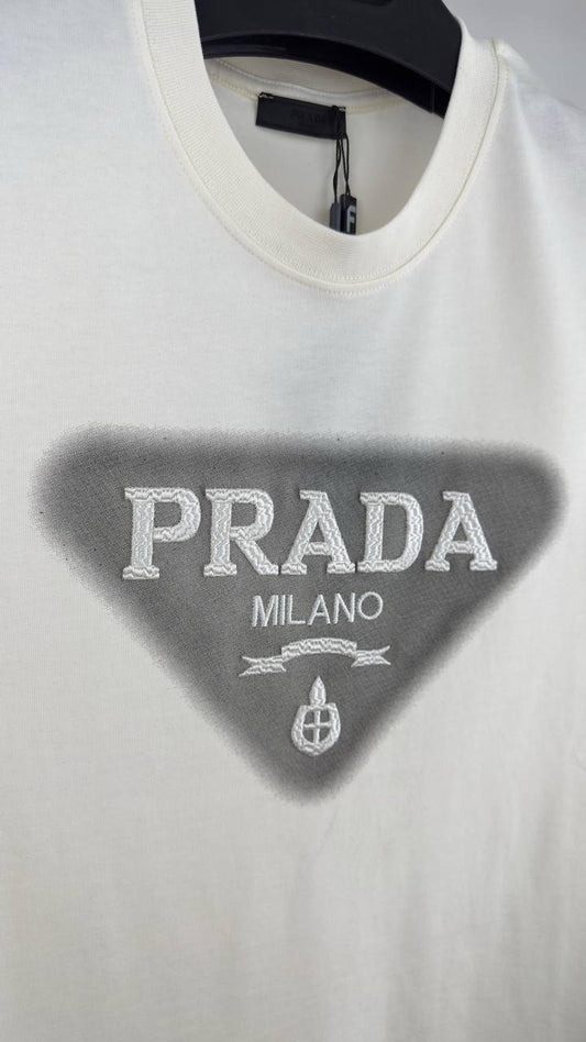 Prada Classic Cotton Short-Sleeve T-Shirt in White Color Men's Women's Reps UK Best Quality Replica
