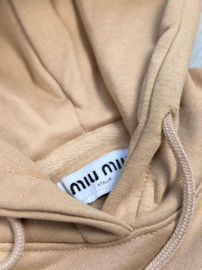 Miu Miu Embossed Logo Fleece Women's Tracksuit Beige Reps Sale UK Best Quality AAA Replica