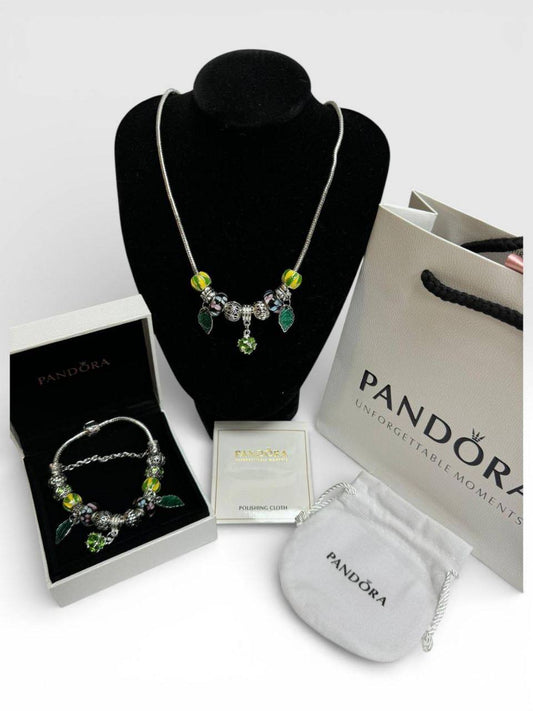 Pandora Garden Green Necklace & Bracelet Set Women's Reps Sale UK Best Quality AAA Replica