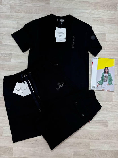 Moncler Vertical Logo Lettering T-Shirts & Shorts Set Men's in Different Colors Reps UK Best Quality Sale AAA Replica