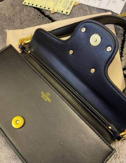 Valentino Garavani Logo Shoulder Bag Black Women's Reps Sale UK Best Quality AAA Replica