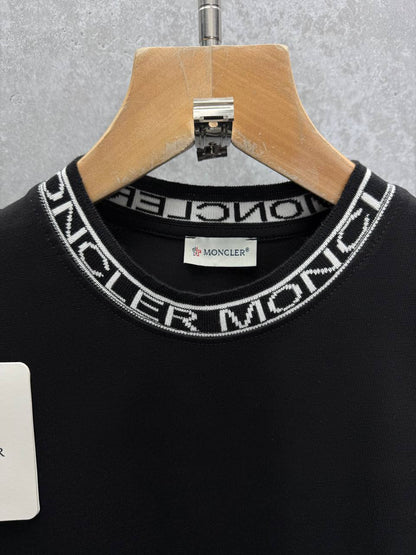 Moncler Collar Logo-Trimmed Cewneck Cotton T-Shirt Men's Women's in 2 Colors Reps UK Best Quality Sale AAA Replica