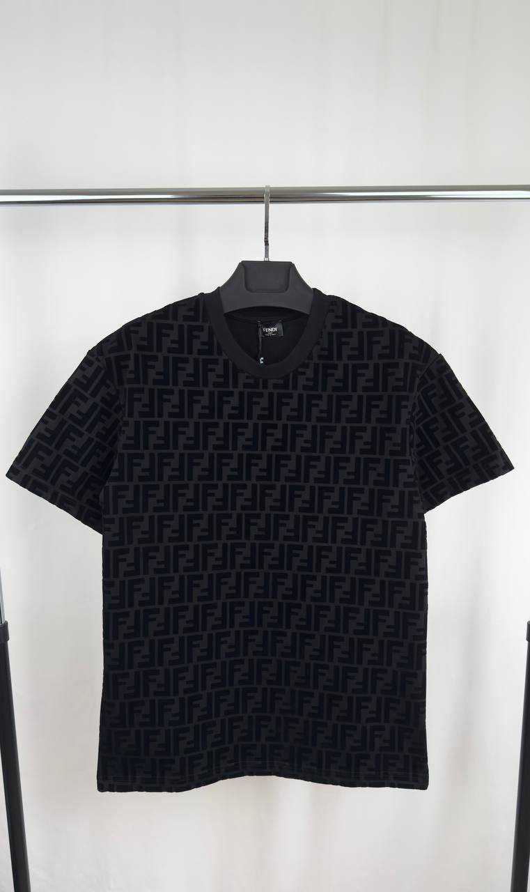 Fendi All-Over FF Logo Print Short Sleeve T-Shirt in 2 Colors Men's Women's Reps UK Best Quality AAA Replica
