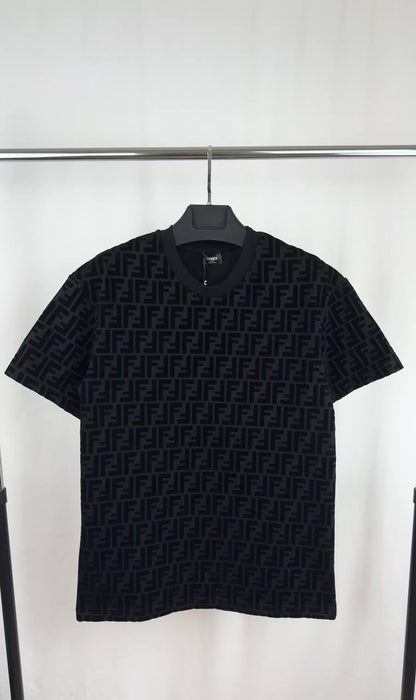 Fendi All-Over FF Logo Print Short Sleeve T-Shirt in 2 Colors Men's Women's Reps UK Best Quality AAA Replica