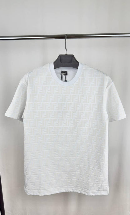 Fendi All-Over FF Logo Print Short Sleeve T-Shirt in 2 Colors Men's Women's Reps UK Best Quality AAA Replica