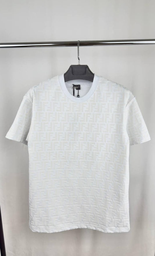 Fendi All-Over FF Logo Print Short Sleeve T-Shirt in 2 Colors Men's Women's Reps UK Best Quality AAA Replica