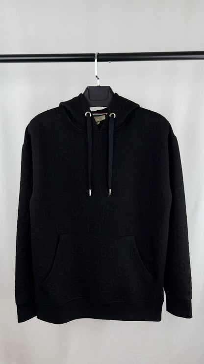 Gucci Embossed Logo Pattern Drawstring Toggle Men's Women's Hoodie in 2 Colors Reps UK Best Quality AAA Replica