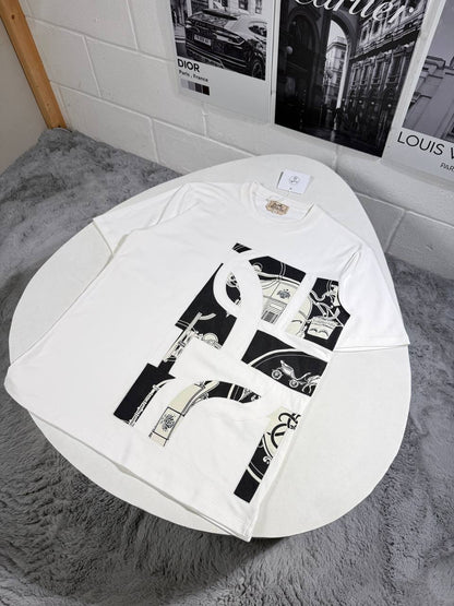 Hermès "Ex-Libris" Printed Crewneck Men's Women's T-Shirts in Different Colors Reps Sale UK Best Quality AAA Replica