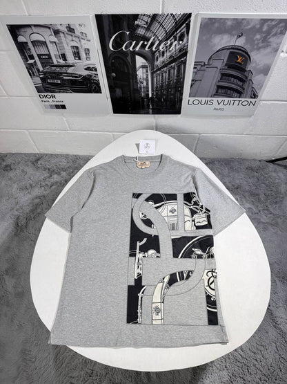 Hermès "Ex-Libris" Printed Crewneck Men's Women's T-Shirts in Different Colors Reps Sale UK Best Quality AAA Replica
